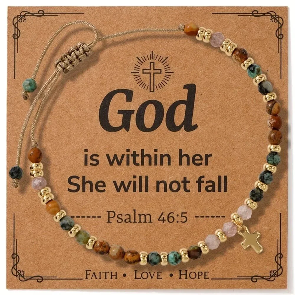 GOD is Within Her She Will Not Fail PSALM 46:5 Faith Hope Love Bracelet Gift NWT